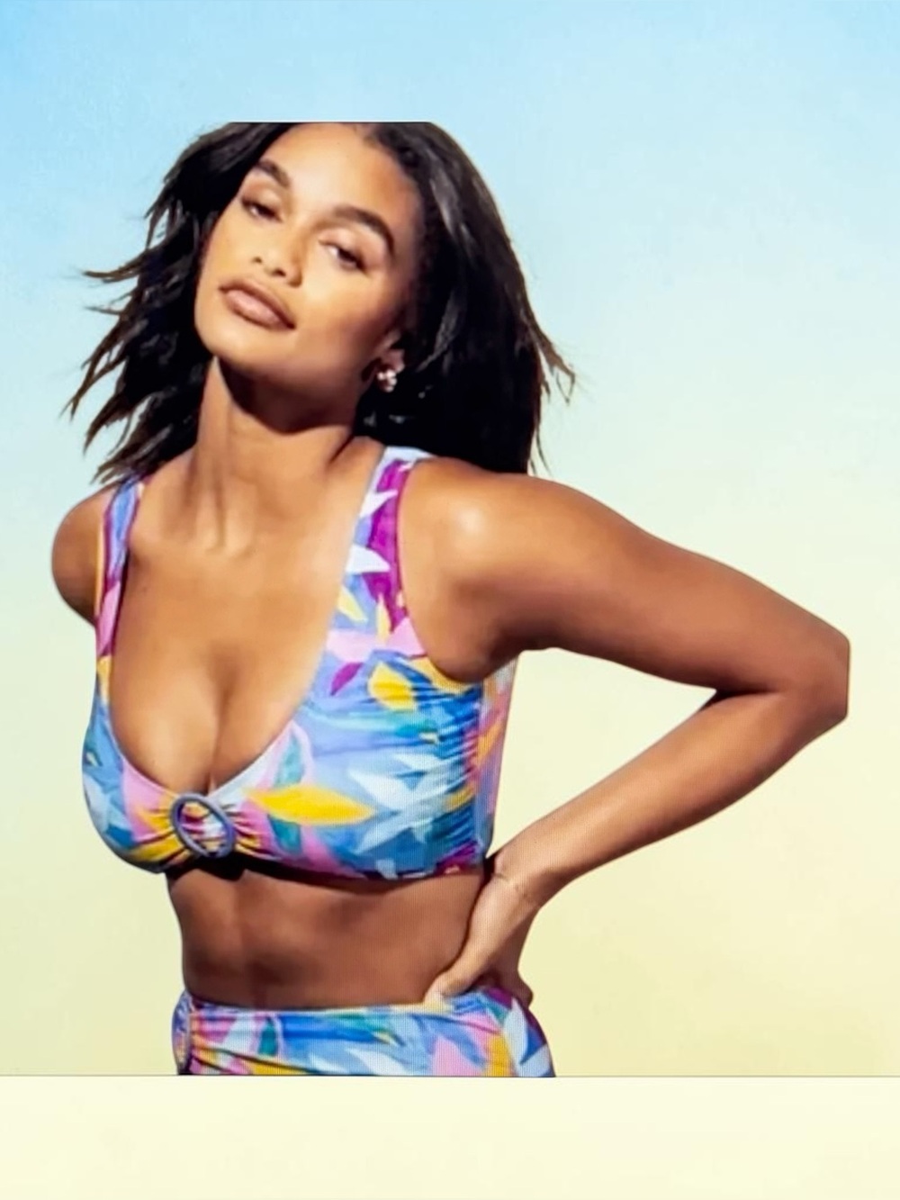 Mott 50 Cici Scoop Neck Swim Top Golden Hour Print Size M